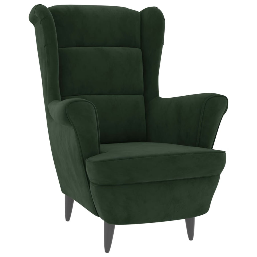 Fauteuil met voetenbank fluweel donkergroen