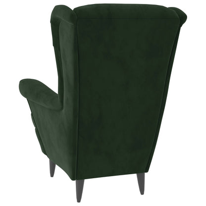 Fauteuil met voetenbank fluweel donkergroen