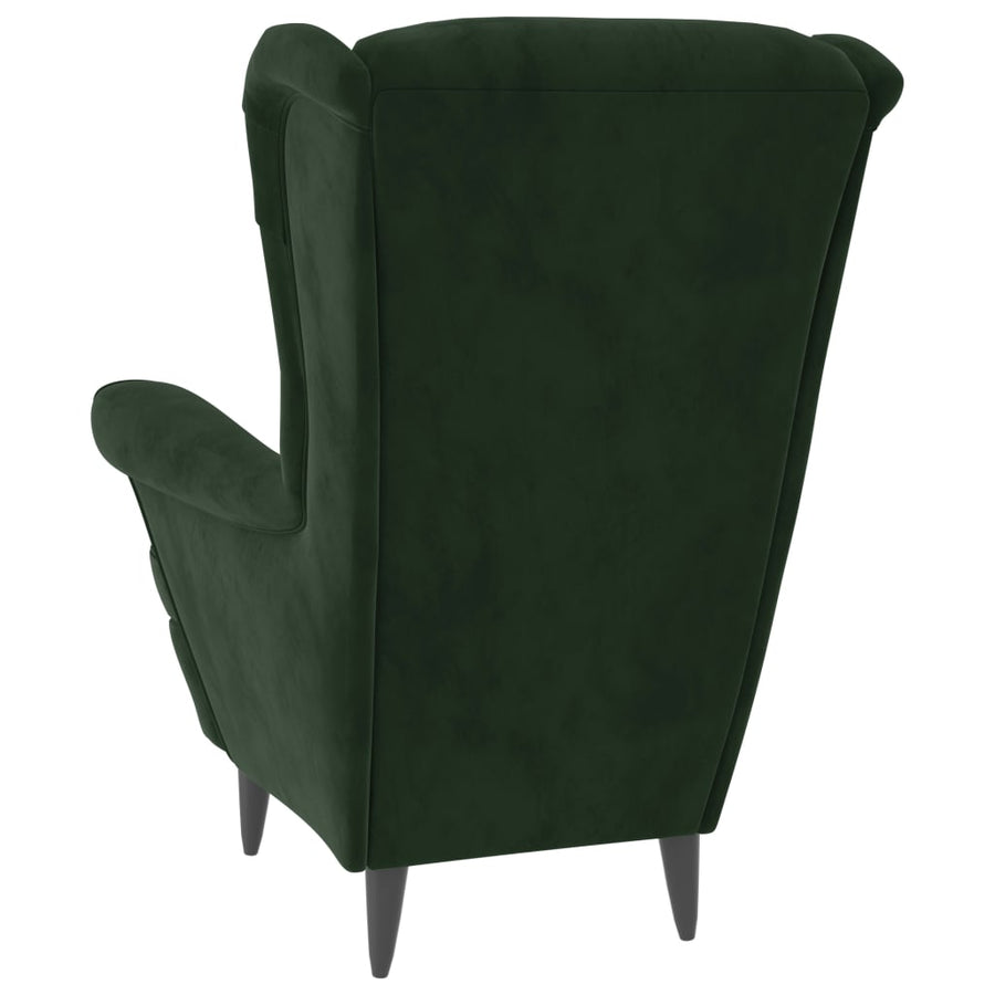 Fauteuil met voetenbank fluweel donkergroen