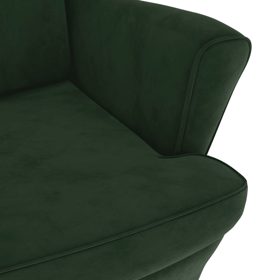 Fauteuil met voetenbank fluweel donkergroen