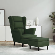 Fauteuil met voetenbank fluweel donkergroen