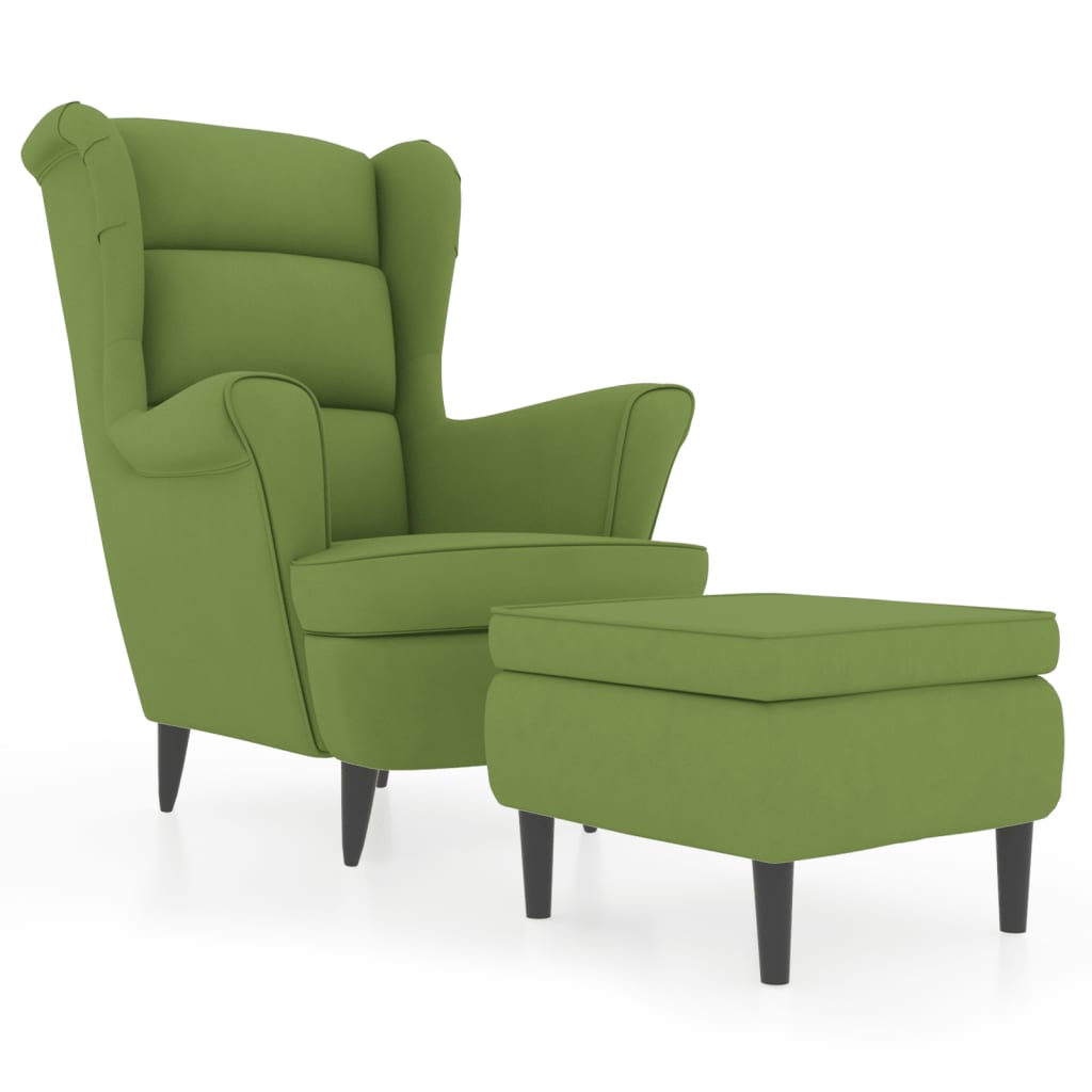 Fauteuil Met Voetenbank Fluweel Lichtgroen 1 Met voetensteun