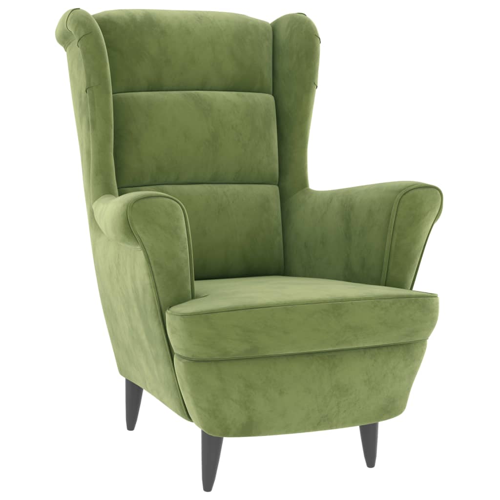 Fauteuil Met Voetenbank Fluweel Lichtgroen 1 Met voetensteun