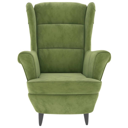 Fauteuil Met Voetenbank Fluweel Lichtgroen 1 Met voetensteun