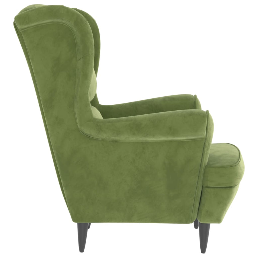 Fauteuil Met Voetenbank Fluweel Lichtgroen 1 Met voetensteun