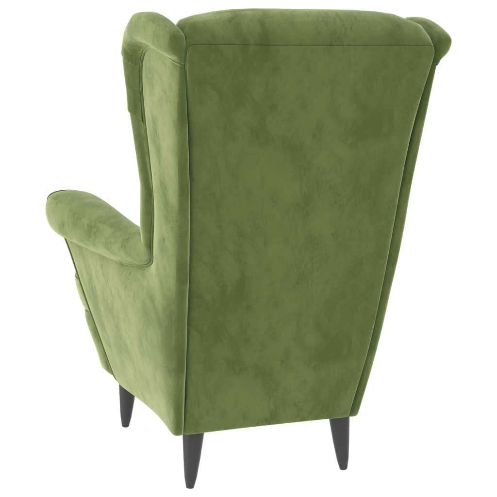 Fauteuil Met Voetenbank Fluweel Lichtgroen 1 Met voetensteun