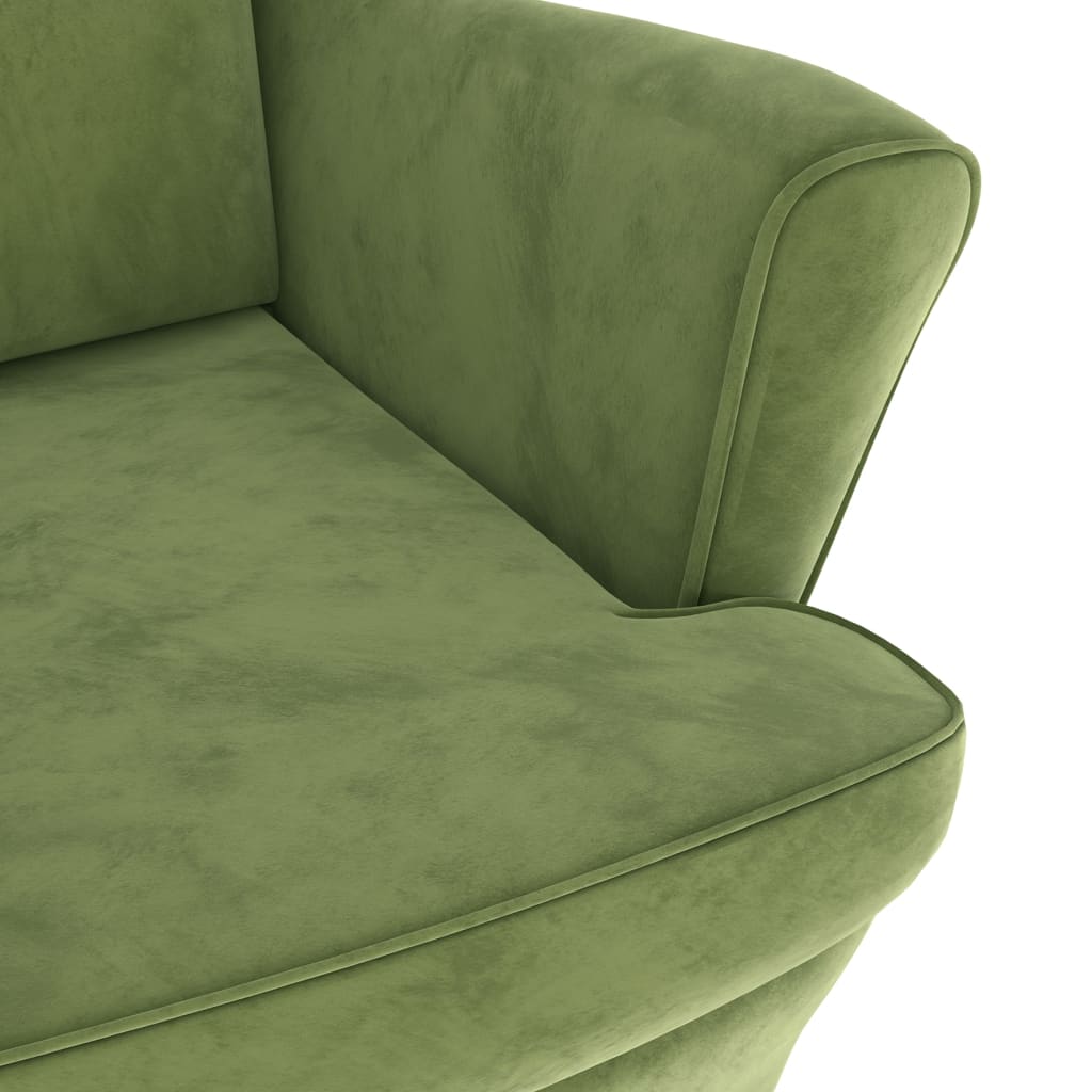 Fauteuil Met Voetenbank Fluweel Lichtgroen 1 Met voetensteun