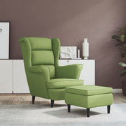 Fauteuil met voetenbank fluweel lichtgroen 78x90x96.5 cm