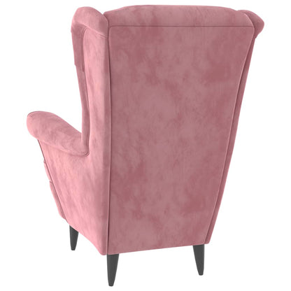 Fauteuil met voetenbank fluweel roze