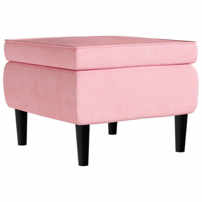 Fauteuil met voetenbank fluweel roze