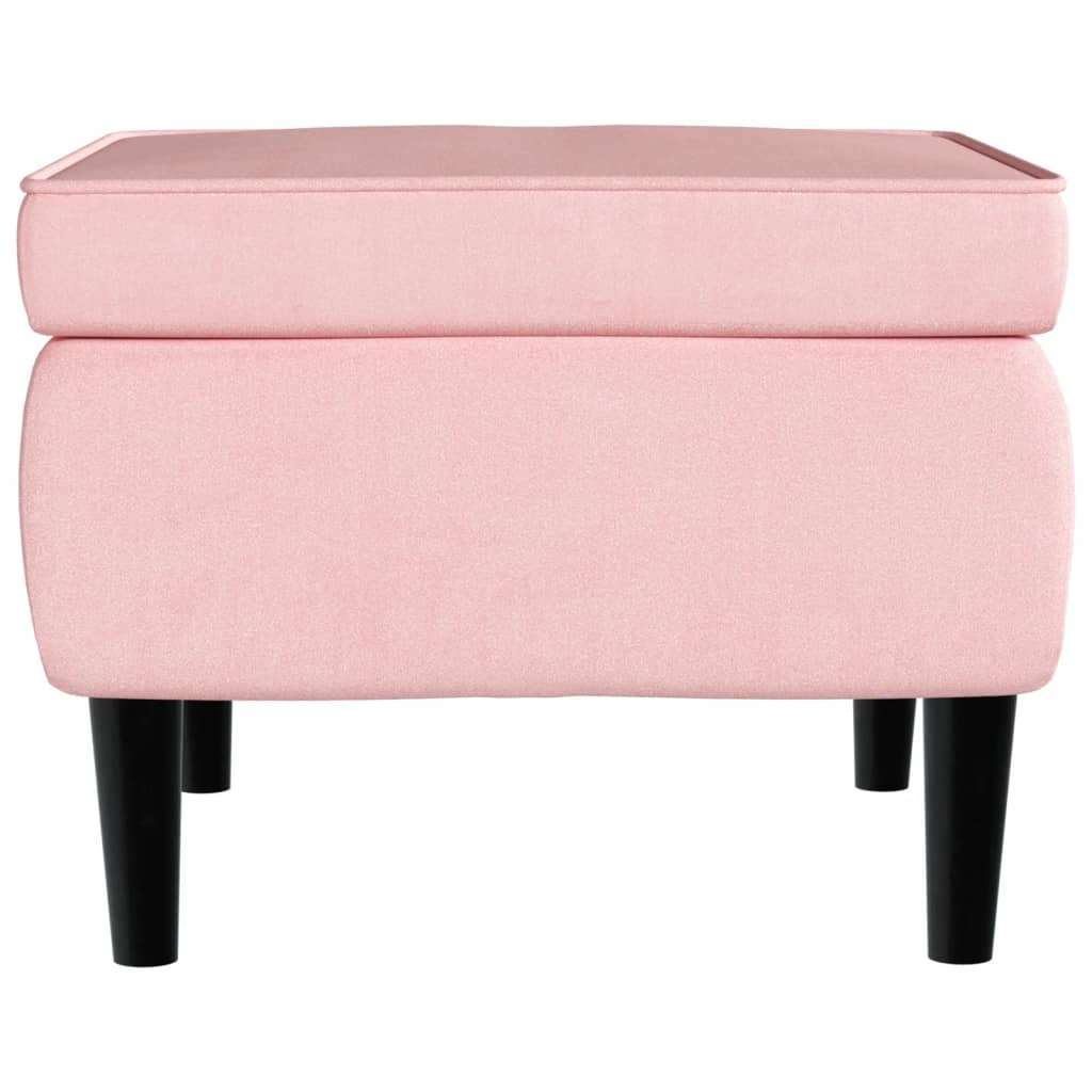 Fauteuil met voetenbank fluweel roze