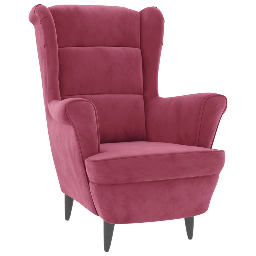 Fauteuil Met Voetenbank Fluweel Wijnrood Met voetensteun