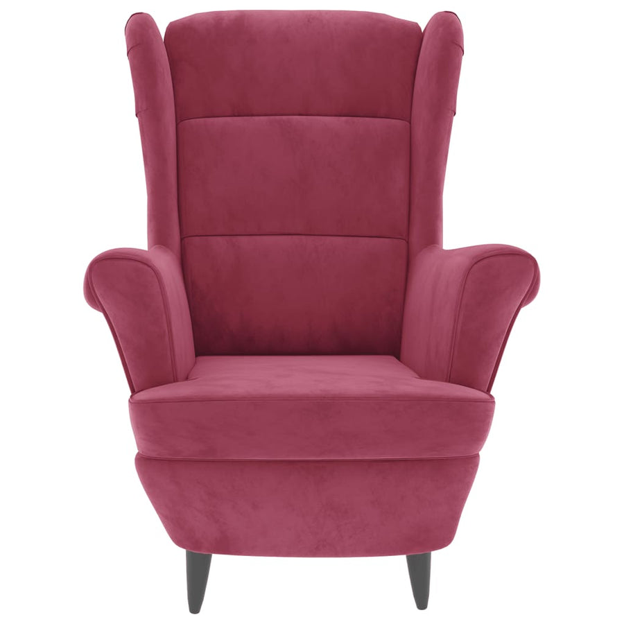 Fauteuil Met Voetenbank Fluweel Wijnrood Met voetensteun