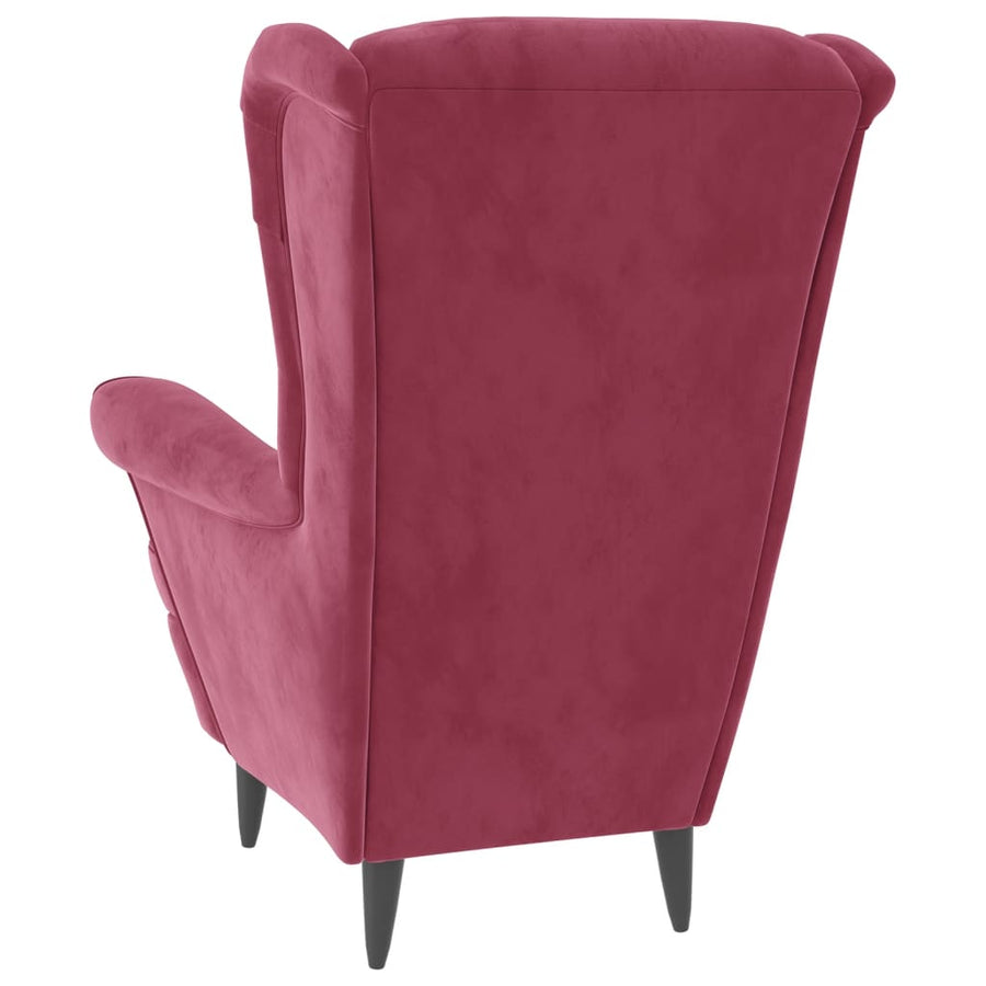 Fauteuil Met Voetenbank Fluweel Wijnrood Met voetensteun