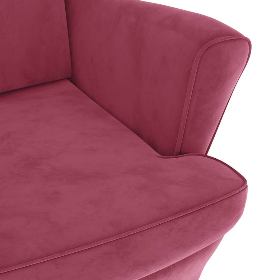 Fauteuil Met Voetenbank Fluweel Wijnrood Met voetensteun