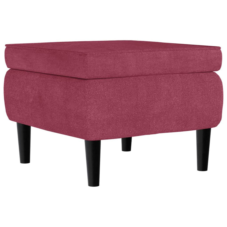 Fauteuil Met Voetenbank Fluweel Wijnrood Met voetensteun