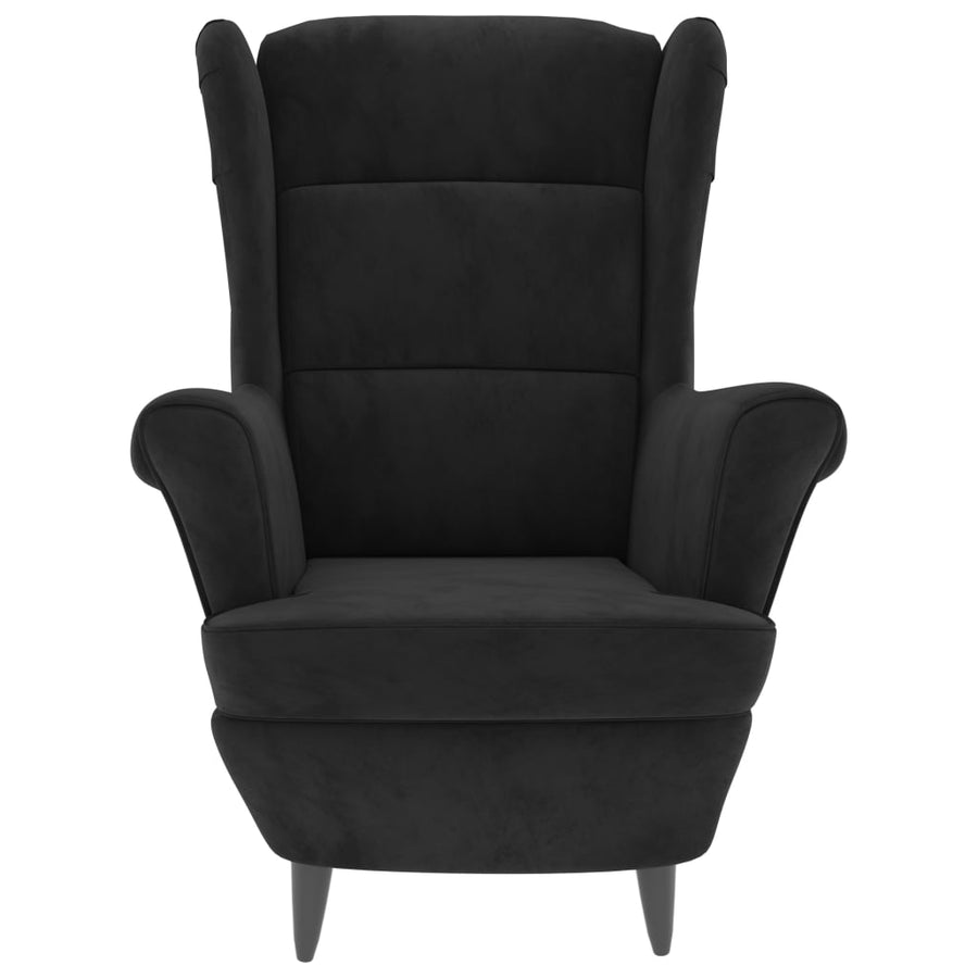 Fauteuil Met Voetenbank Fluweel Zwart Met voetensteun