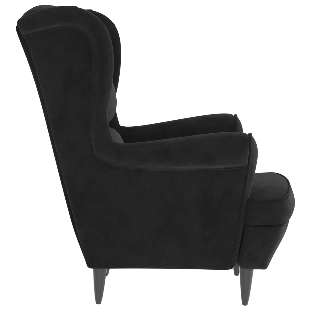 Fauteuil Met Voetenbank Fluweel Zwart Met voetensteun