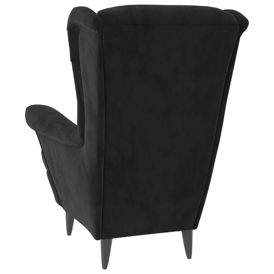 Fauteuil Met Voetenbank Fluweel Zwart Met voetensteun