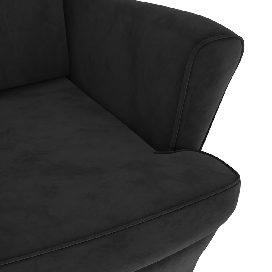 Fauteuil Met Voetenbank Fluweel Zwart Met voetensteun