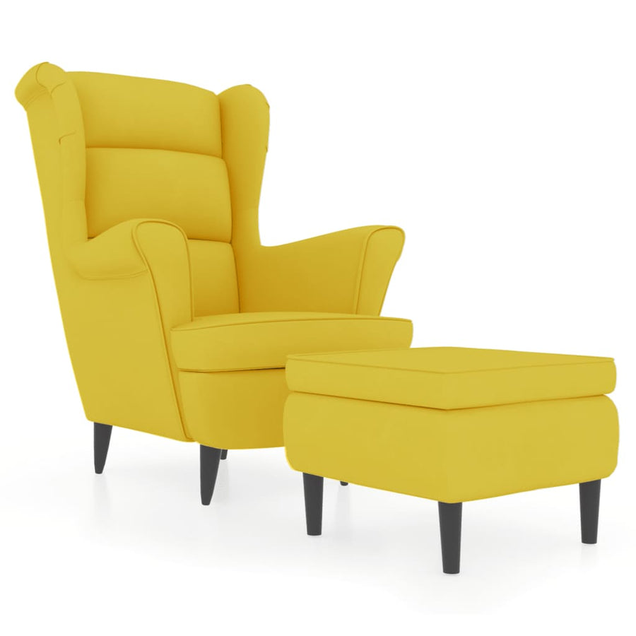 Fauteuil Met Voetenbank Fluweel Mosterdgeel Met voetensteun