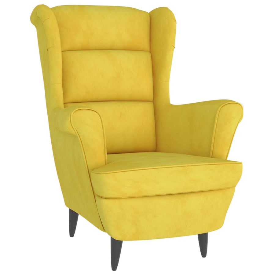 Fauteuil Met Voetenbank Fluweel Mosterdgeel Met voetensteun