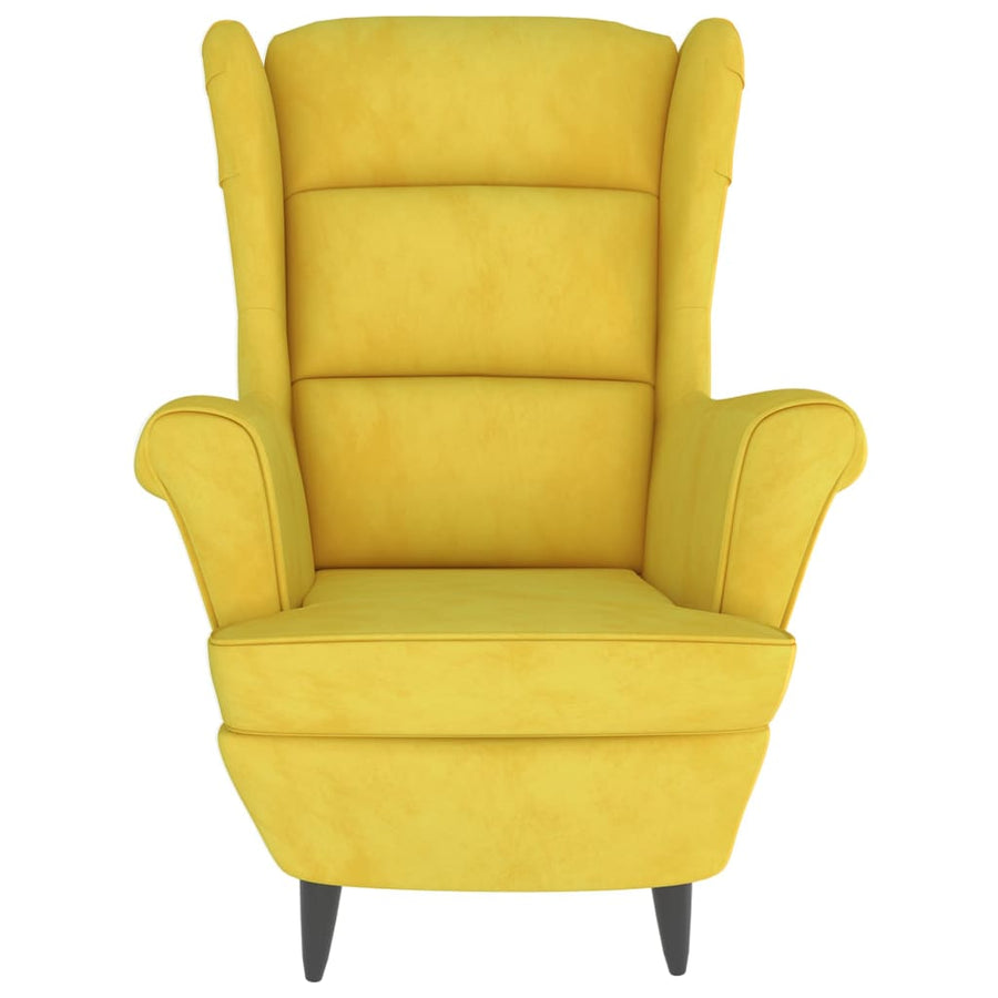 Fauteuil Met Voetenbank Fluweel Mosterdgeel Met voetensteun