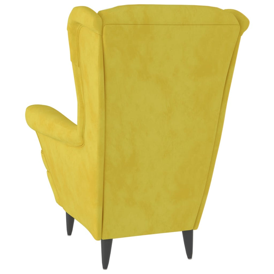 Fauteuil Met Voetenbank Fluweel Mosterdgeel Met voetensteun