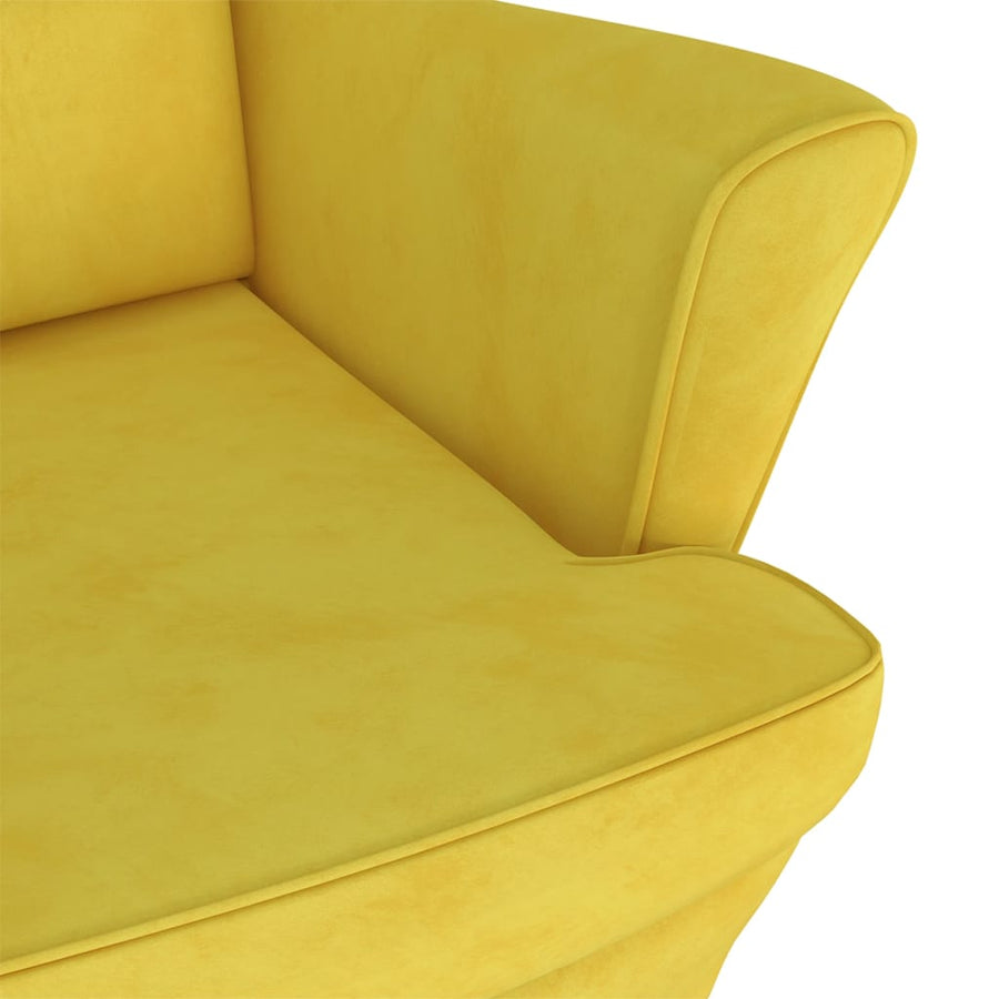 Fauteuil Met Voetenbank Fluweel Mosterdgeel Met voetensteun