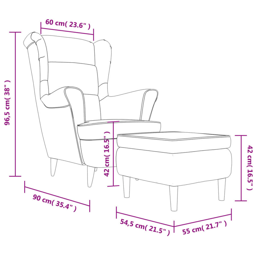 Fauteuil Met Voetenbank Fluweel Mosterdgeel Met voetensteun