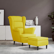 Fauteuil met voetenbank fluweel mosterdgeel 78x90x96.5 cm