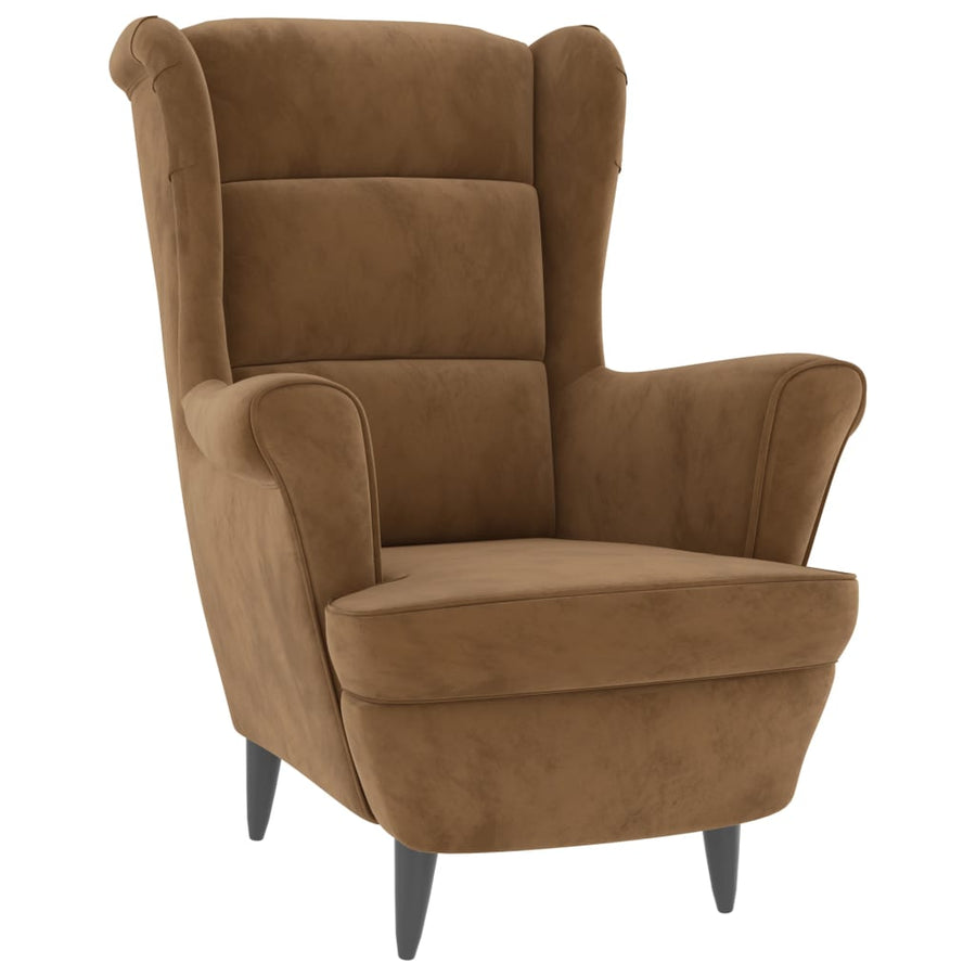 Fauteuil Met Voetenbank Fluweel Bruin Met voetensteun