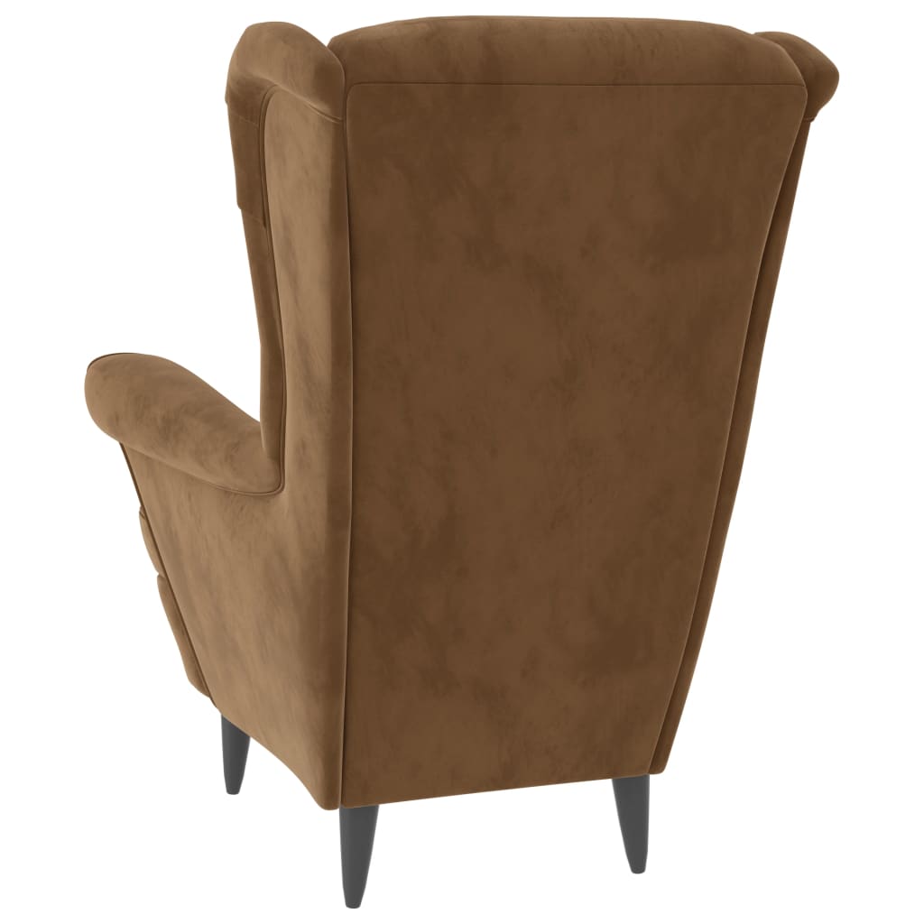 Fauteuil Met Voetenbank Fluweel Bruin Met voetensteun