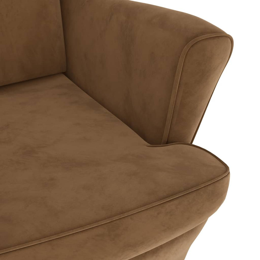 Fauteuil Met Voetenbank Fluweel Bruin Met voetensteun