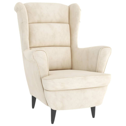 Fauteuil Met Voetenbank Fluweel Kleurig Crème Met voetensteun