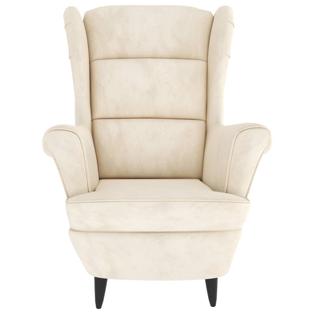 Fauteuil Met Voetenbank Fluweel Kleurig Crème Met voetensteun