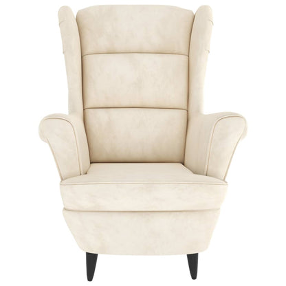 Fauteuil Met Voetenbank Fluweel Kleurig Crème Met voetensteun
