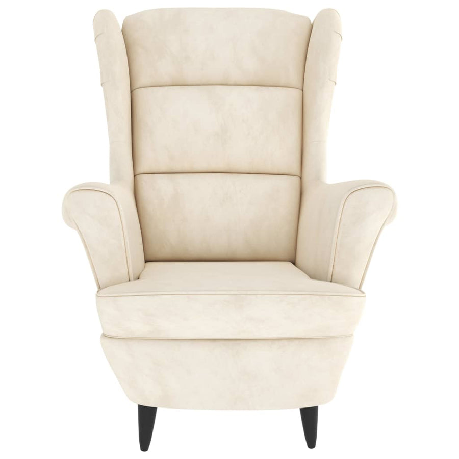 Fauteuil Met Voetenbank Fluweel Kleurig Crème Met voetensteun