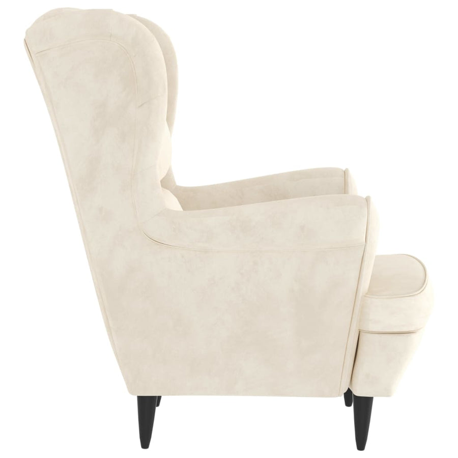 Fauteuil Met Voetenbank Fluweel Kleurig Crème Met voetensteun