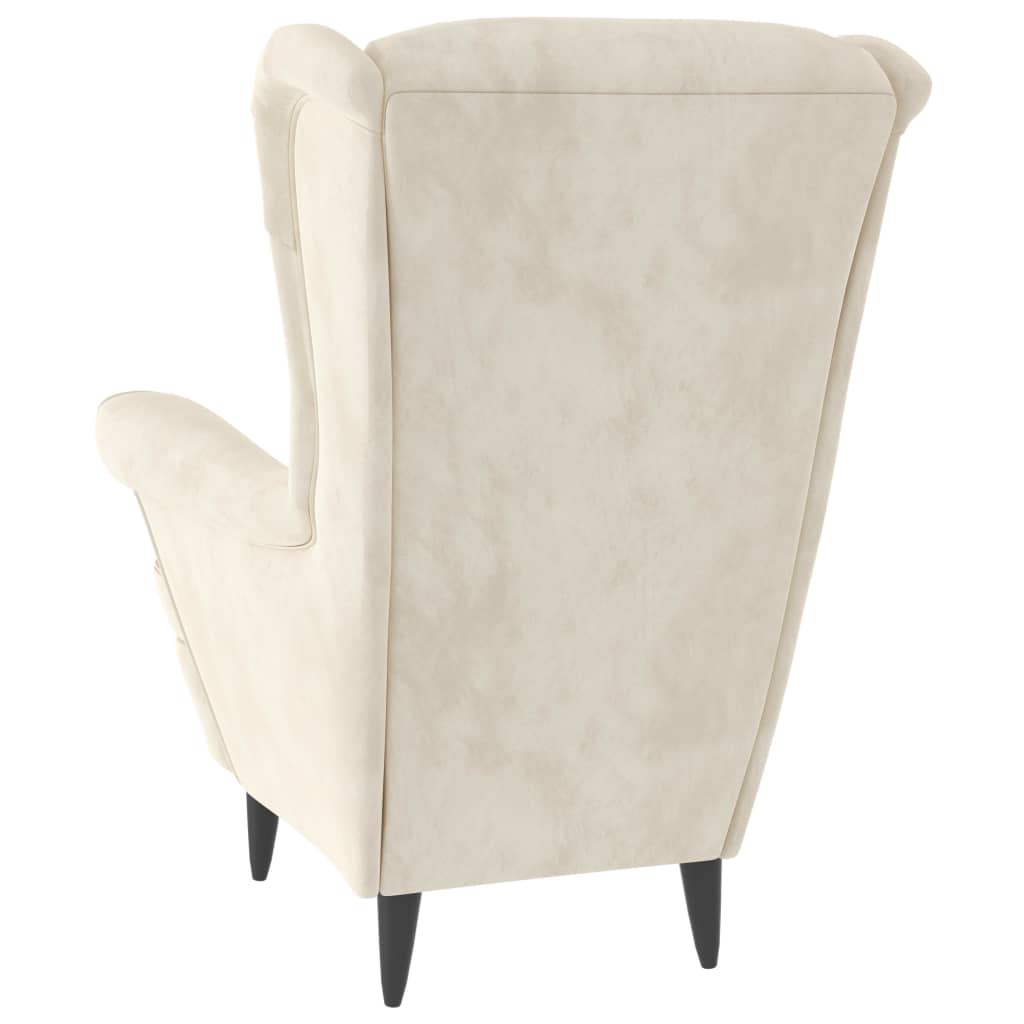 Fauteuil Met Voetenbank Fluweel Kleurig Crème Met voetensteun