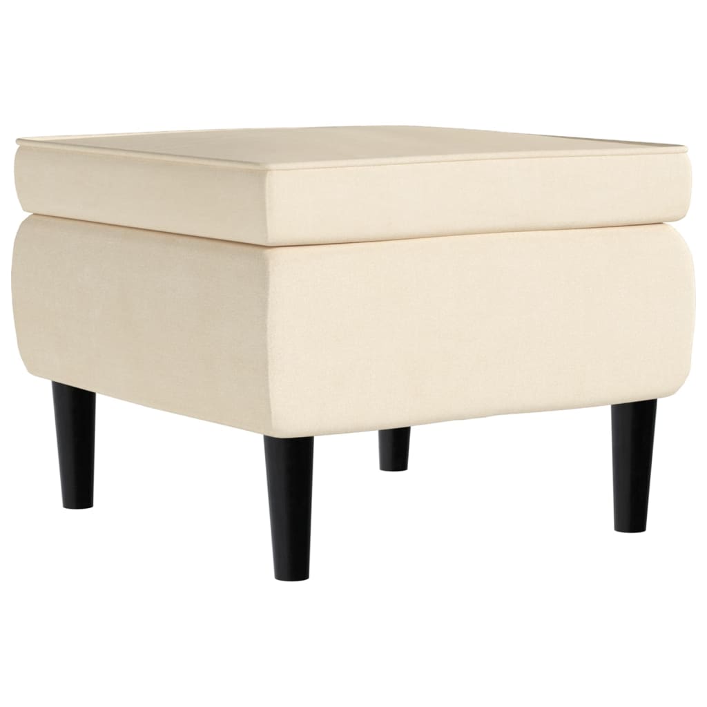 Fauteuil Met Voetenbank Fluweel Kleurig Crème Met voetensteun