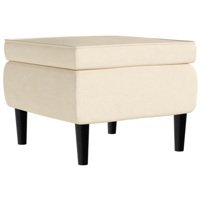 Fauteuil Met Voetenbank Fluweel Kleurig Crème Met voetensteun