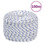 Boot touw 10 mm 100 m polypropeen wit blauw