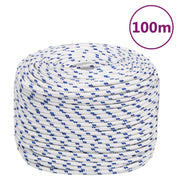 Boot touw 10 mm 100 m polypropeen wit blauw
