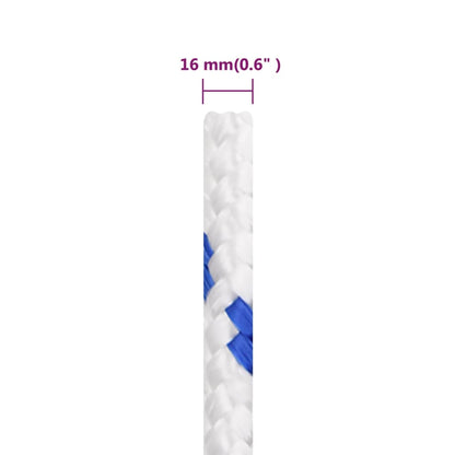 Boot Touw 6 Mm Polypropyleen Wit En Blauw 16 mm 25 m