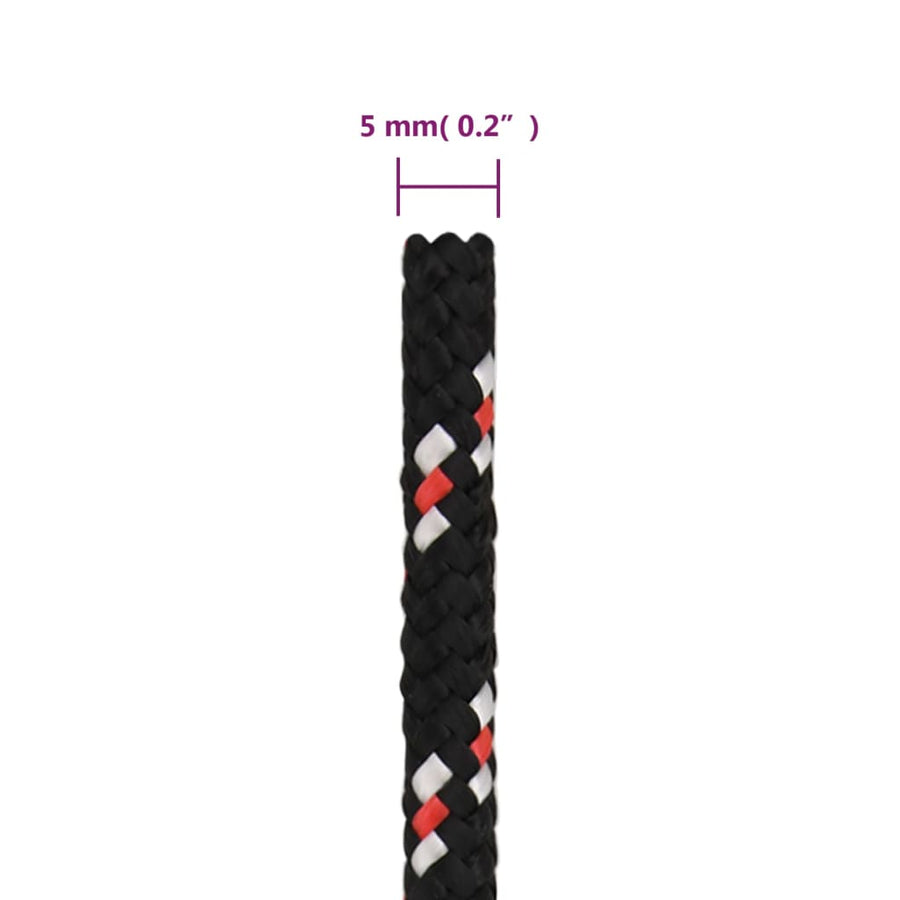 Boot Touw Polypropyleen Zwart En Rood 5 mm 50 m