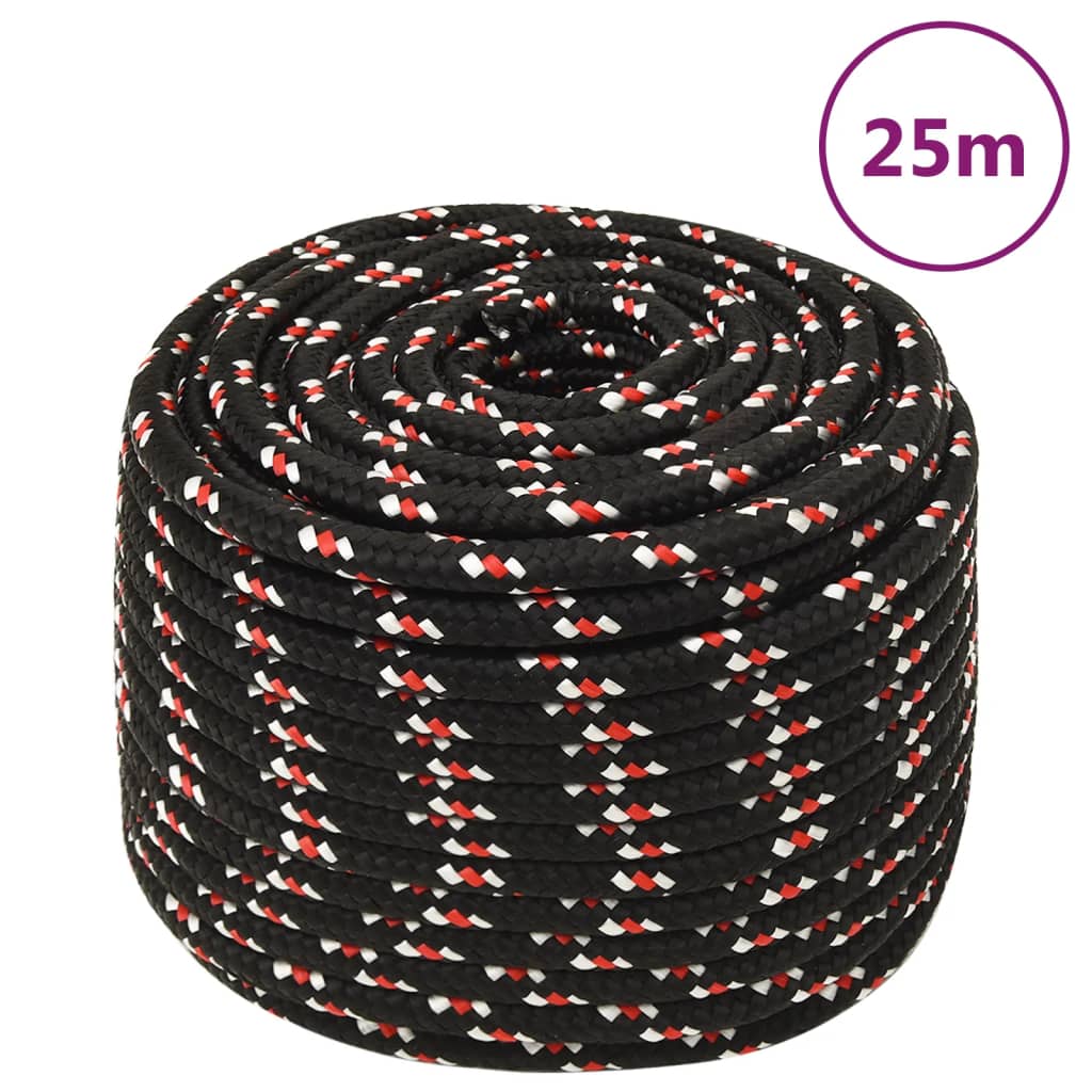 Boot Touw 2 Mm Polypropyleen Zwart En Rood 12 mm 25 m