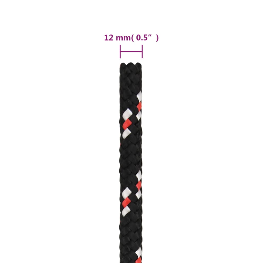 Boot Touw 2 Mm Polypropyleen Zwart En Rood 12 mm 25 m