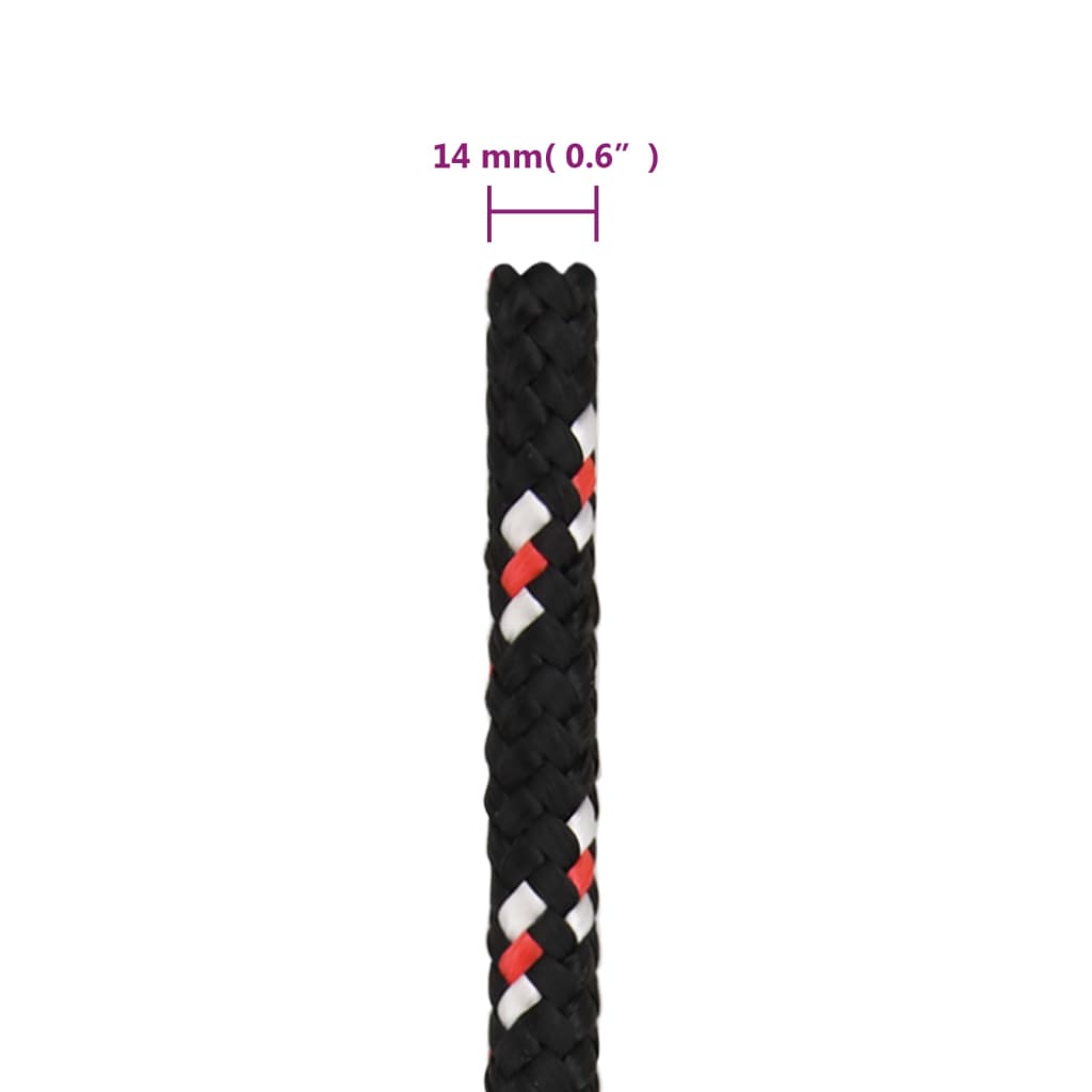 Boot Touw 4 Mm Polypropyleen Zwart En Rood 14 mm 25 m
