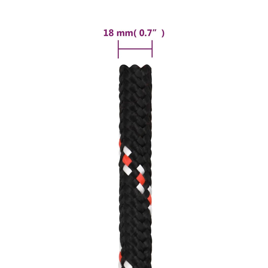 Boot Touw 18 Mm 25 M Polypropyleen Zwart Zwart en rood